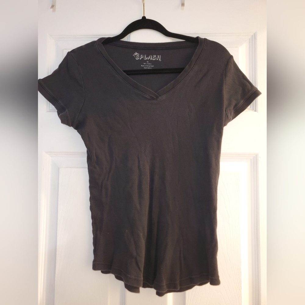 Splash Women's Charcoal V-Neck Tee